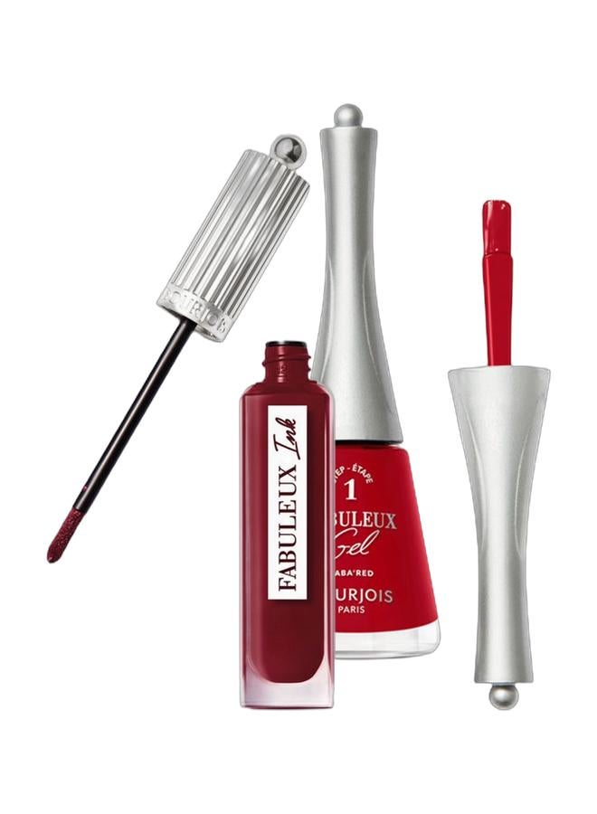 BOURJOIS PARIS Fabuleux Ink Lacquer - 05 - Berry'Tale Romance 3.5Ml & Fabuleux Gel Nail Polish - 315 - Caba’Red 9Ml Bundle - Image 1